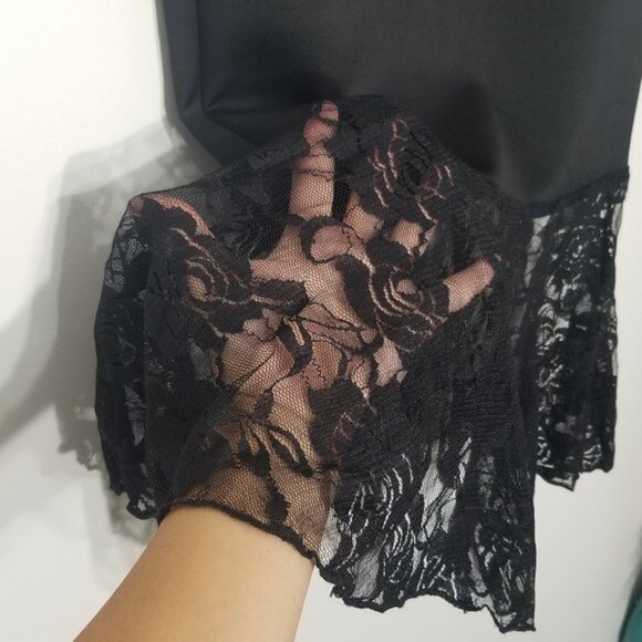 Y2K Contenta 90s Black Lace Mermaid Bottom Pencil Skirt Retro Fitted Size Small - Picture 2 of 5